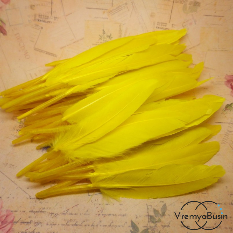 Перо гуся, длина 10-13 см, цвет желтый (1 шт.)