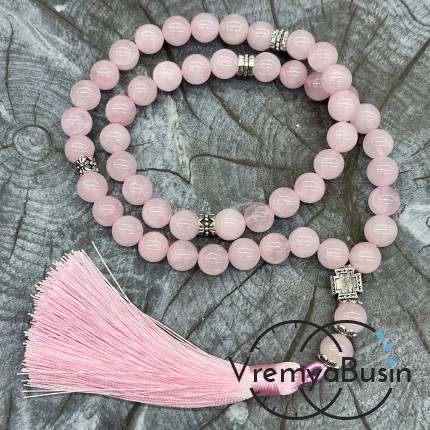 Розовый кварц. Четки православные из гладких бусин 10 мм, 50 камней (1 шт.)