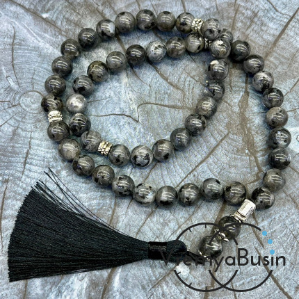 Лабрадор черный, ларвикит. Четки православные из гладких бусин 10 мм, 50 камней (1 шт.)