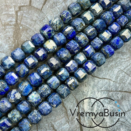 Лазурит, кубик ок. 8.5 мм с микроогранкой ювелирн.качества (1/2 нити, ок. 20 шт.)