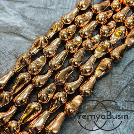 Жемчуг майорка барокко, зеркальная капля ок. 12х20 мм, цв. розовое золото (нить, ок. 20 шт.)