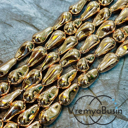 Жемчуг майорка барокко, зеркальная капля ок. 12х20 мм, цв. КС золото (нить, ок. 20 шт.)