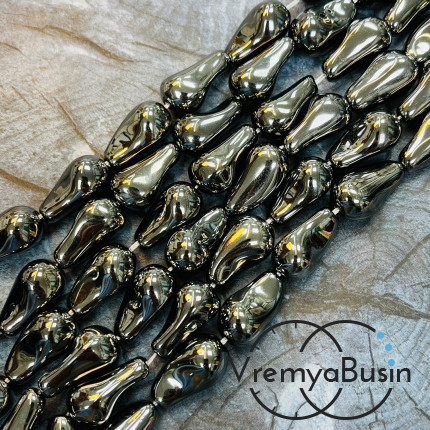 Жемчуг майорка барокко, зеркальная капля ок. 12х20 мм, цв. графитовый (нить, ок. 20 шт.)