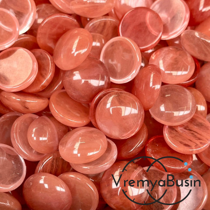 Халцедон розовый, кабошон круглый 15 мм (1 шт.)