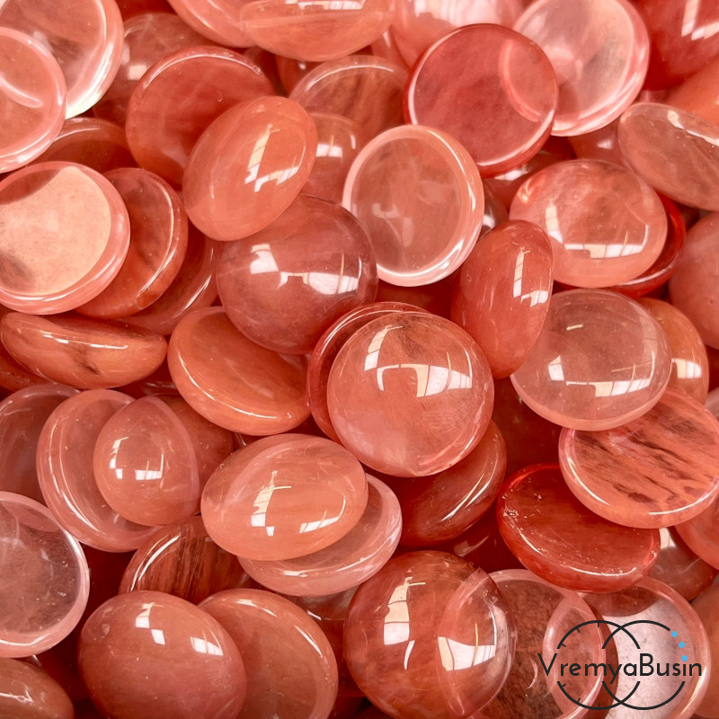 Халцедон розовый, кабошон круглый 15 мм (1 шт.)