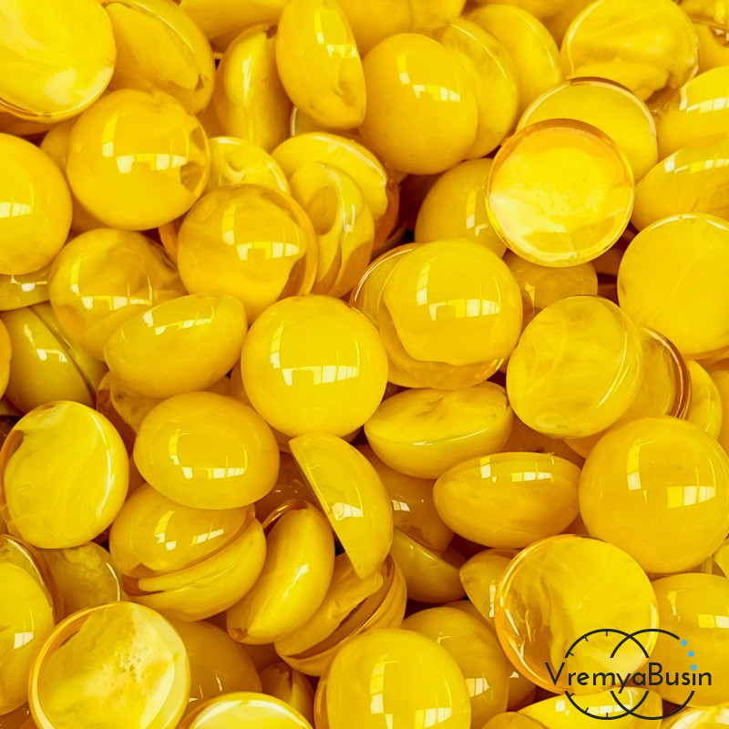 Янтарь имит., кабошон круглый 15 мм (1 шт.)