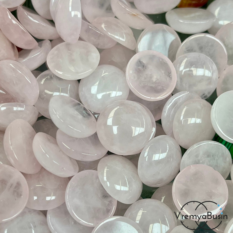 Розовый кварц, кабошон круглый 15 мм (1 шт.)