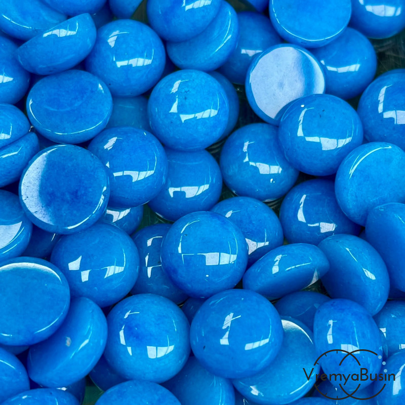 Агат тонир. бирюзовый, кабошон круглый 15 мм (1 шт.)