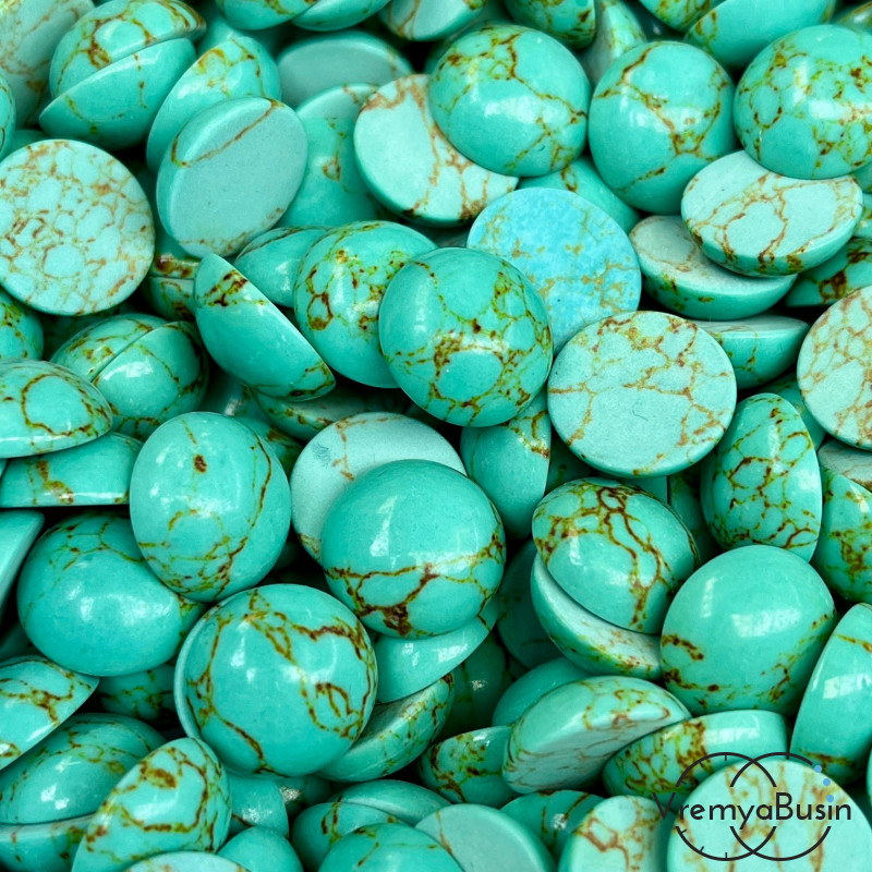 Бирюза имит., кабошон круглый 15 мм (1 шт.)