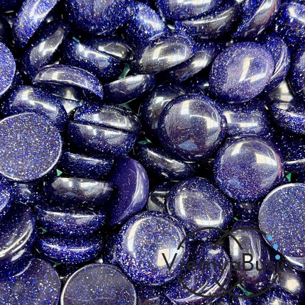 Авантюрин синий, кабошон круглый 15 мм (1 шт.)