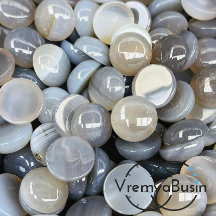 Агат серый, кабошон круглый 15 мм (1 шт.)