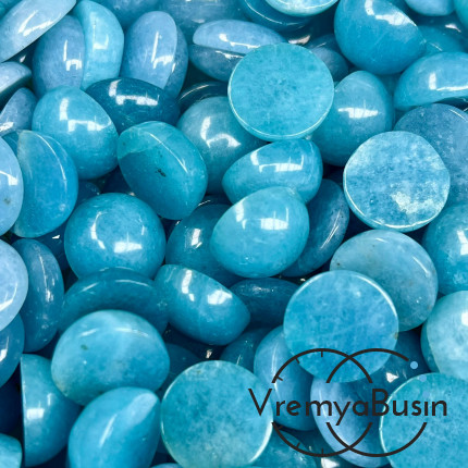 Кварц аквамариновый, кабошон круглый 15 мм (1 шт.)