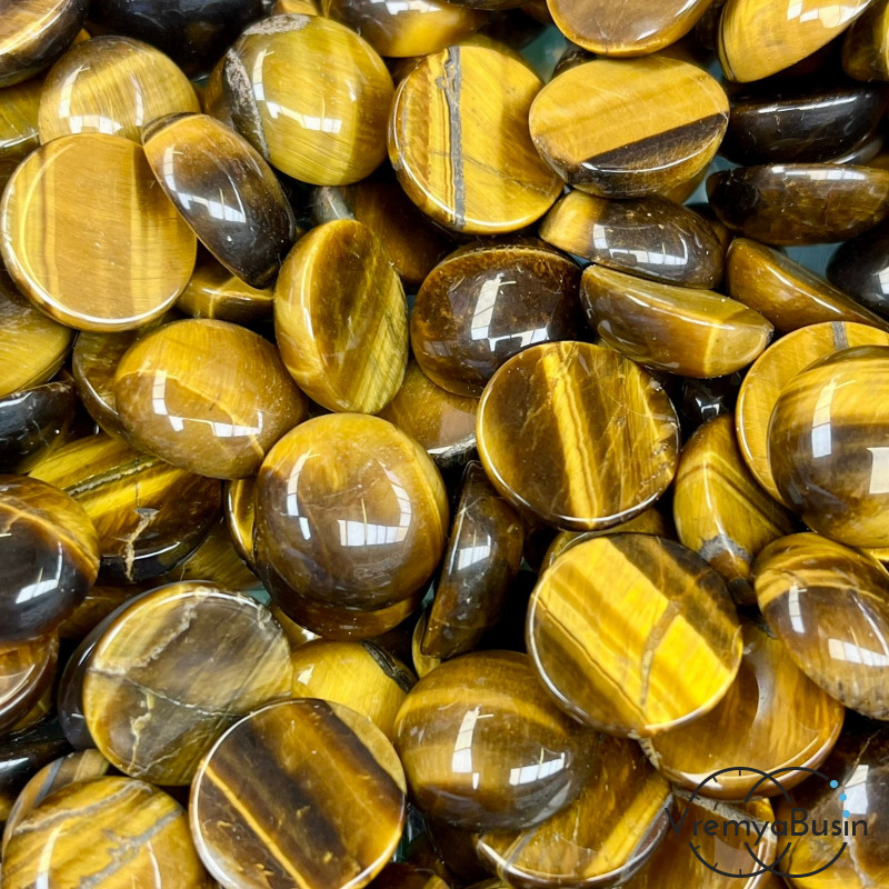 Тигровый глаз, кабошон круглый 15 мм (1 шт.)