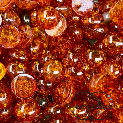 Янтарь имит., кабошон круглый 15 мм (1 шт.)