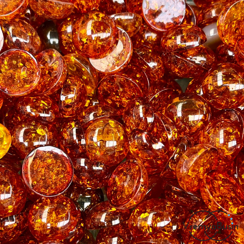 Янтарь имит., кабошон круглый 15 мм (1 шт.)