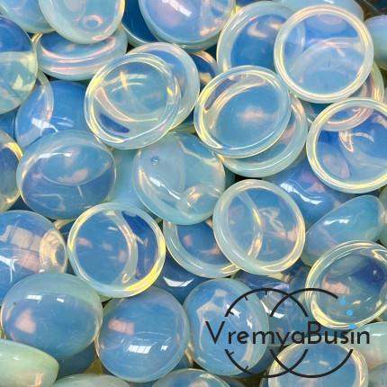 Лунный камень имит., кабошон круглый 15 мм (1 шт.)