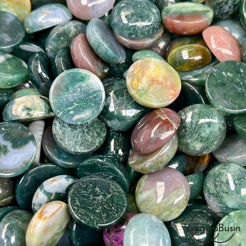 Яшма индийская, кабошон круглый 15 мм (1 шт.)