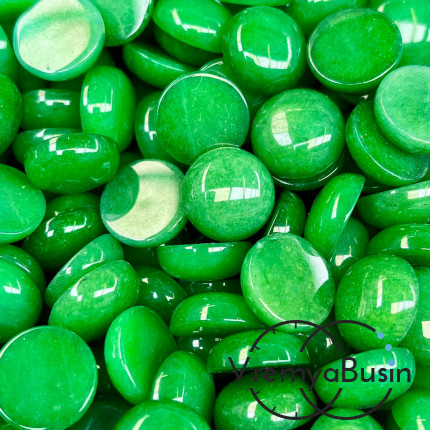 Агат тонир. зеленый, кабошон круглый 15 мм (1 шт.)