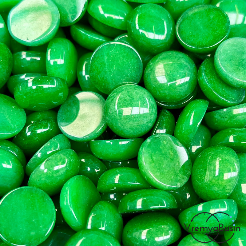 Агат тонир. зеленый, кабошон круглый 15 мм (1 шт.)