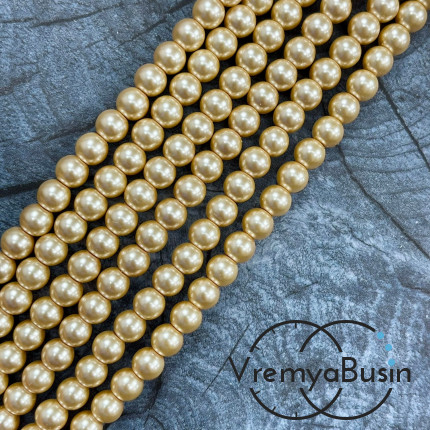 Жемчуг майорка, гладкий шарик 6 мм, цв. кремовый (нить, ок. 65 шт.)