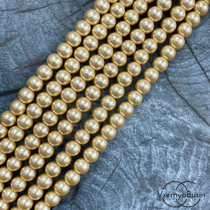 Жемчуг майорка, гладкий шарик 6 мм, цв. кремовый (нить, ок. 65 шт.)