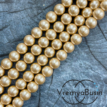 Жемчуг майорка, гладкий шарик 8 мм, цв. кремовый (нить, ок. 48 шт.)