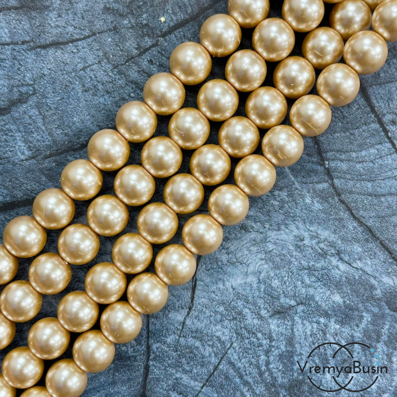 Жемчуг майорка, гладкий шарик 8 мм, цв. кремовый (нить, ок. 48 шт.)
