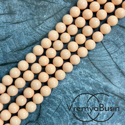Жемчуг майорка, шарик гладкий 8 мм, цв. кремовый  (1/2 нити, ок. 24 шт.)