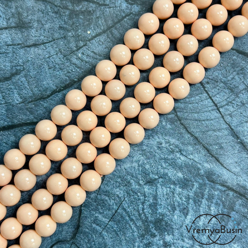 Жемчуг майорка, шарик гладкий 8 мм, цв. кремовый  (1/2 нити, ок. 24 шт.)