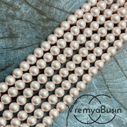 Жемчуг майорка с бархатной поверхностью, шарик 6 мм, цв. розовый  (1/2 нити, ок. 32 шт.)