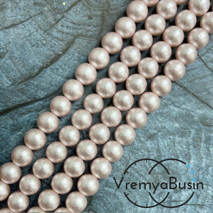 Жемчуг майорка с бархатной поверхностью, шарик 8 мм, цв. розовый (1/2 нити, ок. 24 шт.)