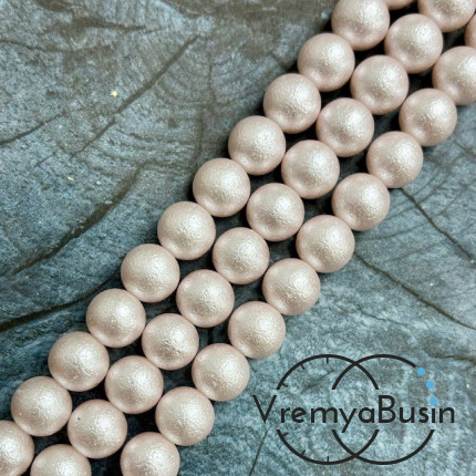 Жемчуг майорка с бархатной поверхностью, шарик 10 мм, цв. розовый  (1/2 нити, ок. 19 шт.)