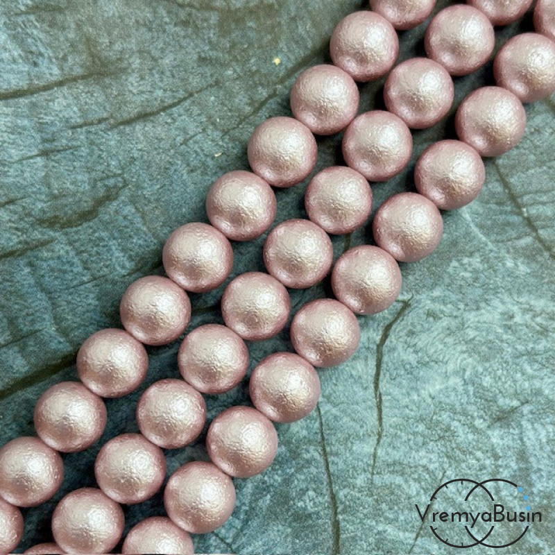 Жемчуг майорка с бархатной поверхностью, шарик 10 мм, цв. сиреневый (1/2 нити, ок. 19 шт.)