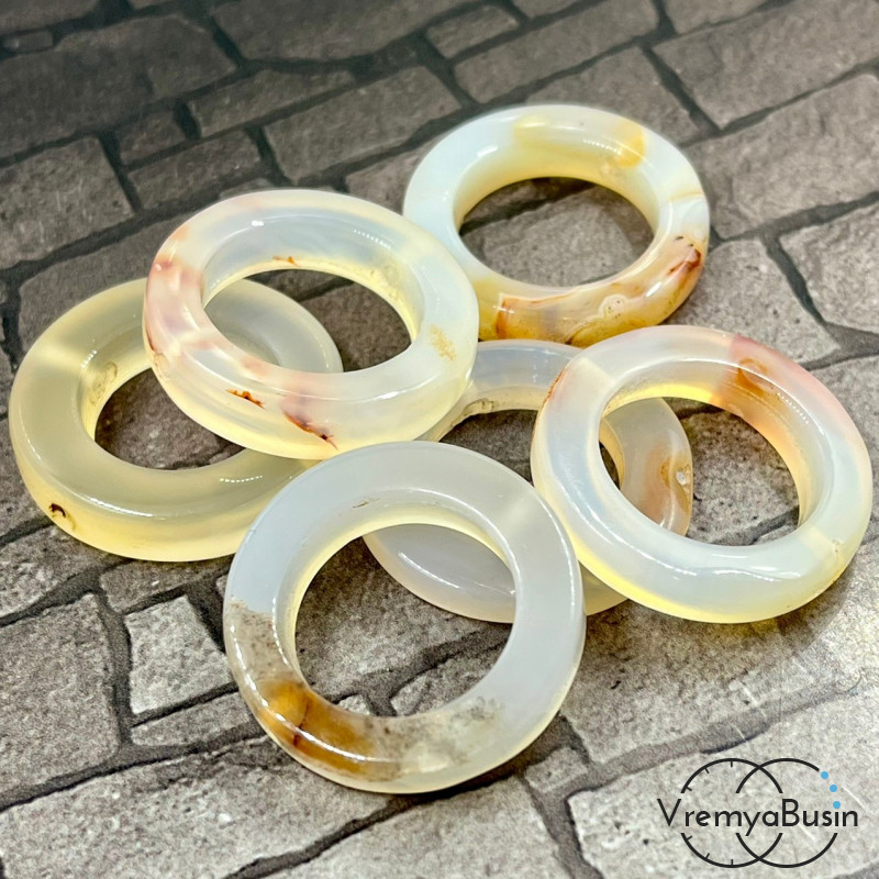 Агат тонированный, бусины крупные кольца, внеш.д. 28 мм / внутр.д. 20 мм (1 шт.)