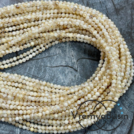 Перламутр с переливающимся покрытием, шарик гладкий ок. 4 мм (нить, ок. 90  шт.)