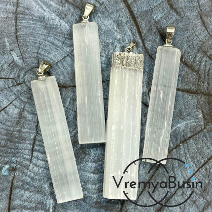 Селенит, прямоугольный кулон ок. 60х12 мм (1 шт.)