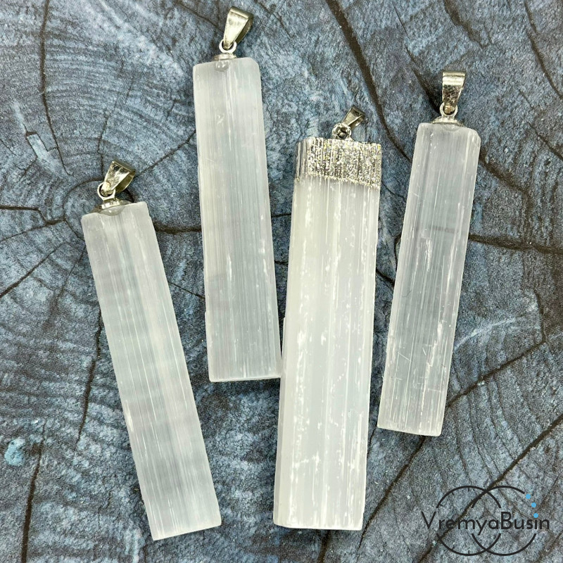 Селенит, прямоугольный кулон ок. 60х12 мм (1 шт.)