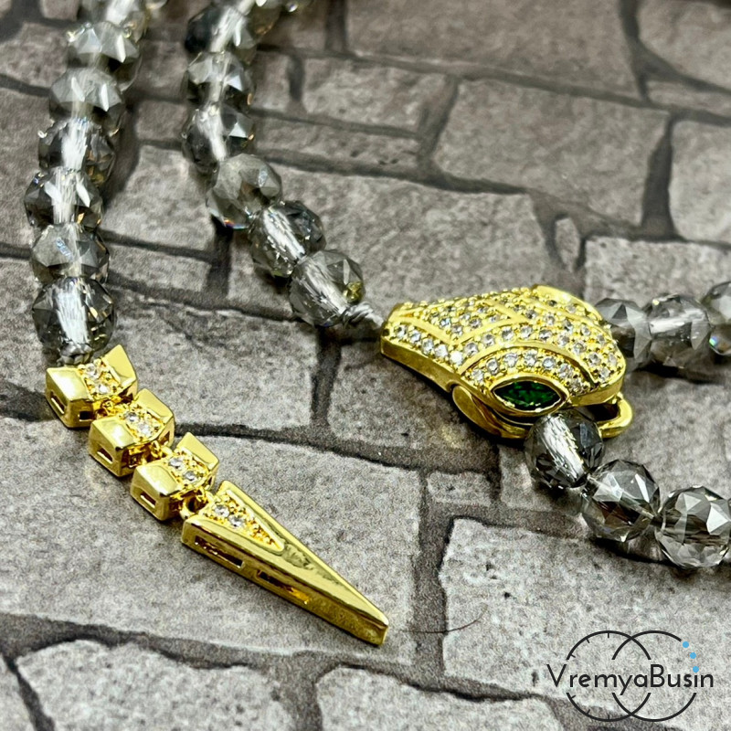 Замок-зажим "Змея", 20х12 + 30х6 мм, латунь с позолотой и фианитами (1 шт.) Замок-зажим "Змея", 20х12 + 30х6 мм, латунь с позолотой и фианитами (1 шт.)