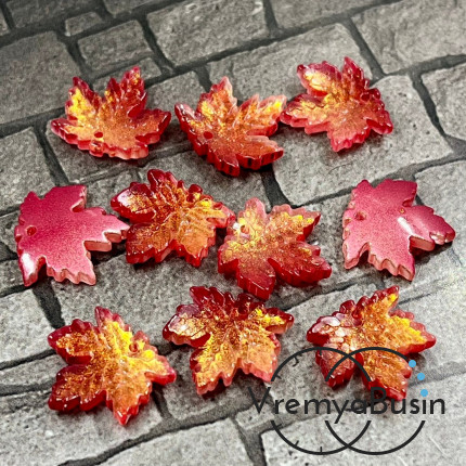 Подвеска из акрилового стекла "Кленовый лист", 16х15 мм, цв. красный (1 шт.)