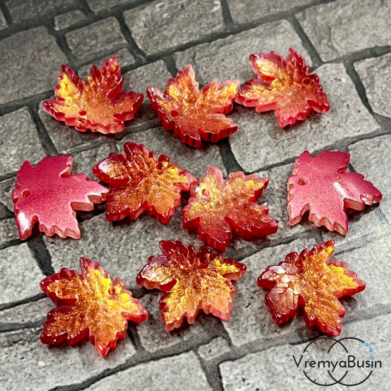 Подвеска из акрилового стекла "Кленовый лист", 16х15 мм, цв. красный (1 шт.)