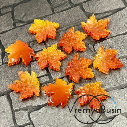 Подвеска из акрилового стекла "Кленовый лист", 16х15 мм, цв. оранжевый (1 шт.)