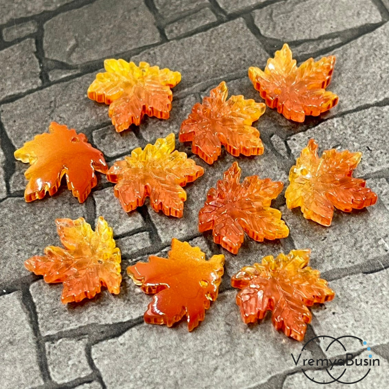 Подвеска из акрилового стекла "Кленовый лист", 16х15 мм, цв. оранжевый (1 шт.)