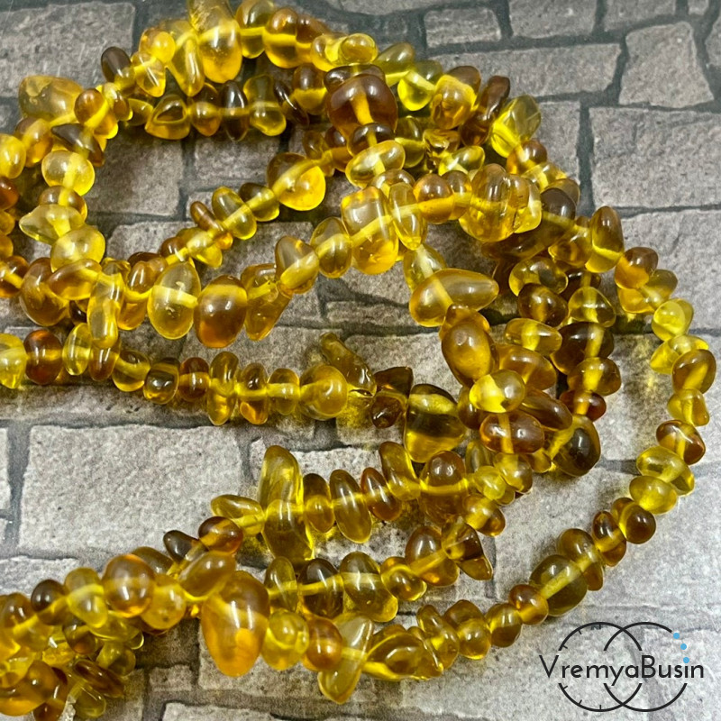 Крошка каменная. Флюорит желтый (нить ок. 80 см.)