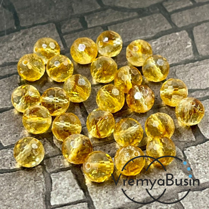 Цитрин. Бусины шарики 8 мм с ювелирной огранкой (1 шт.)