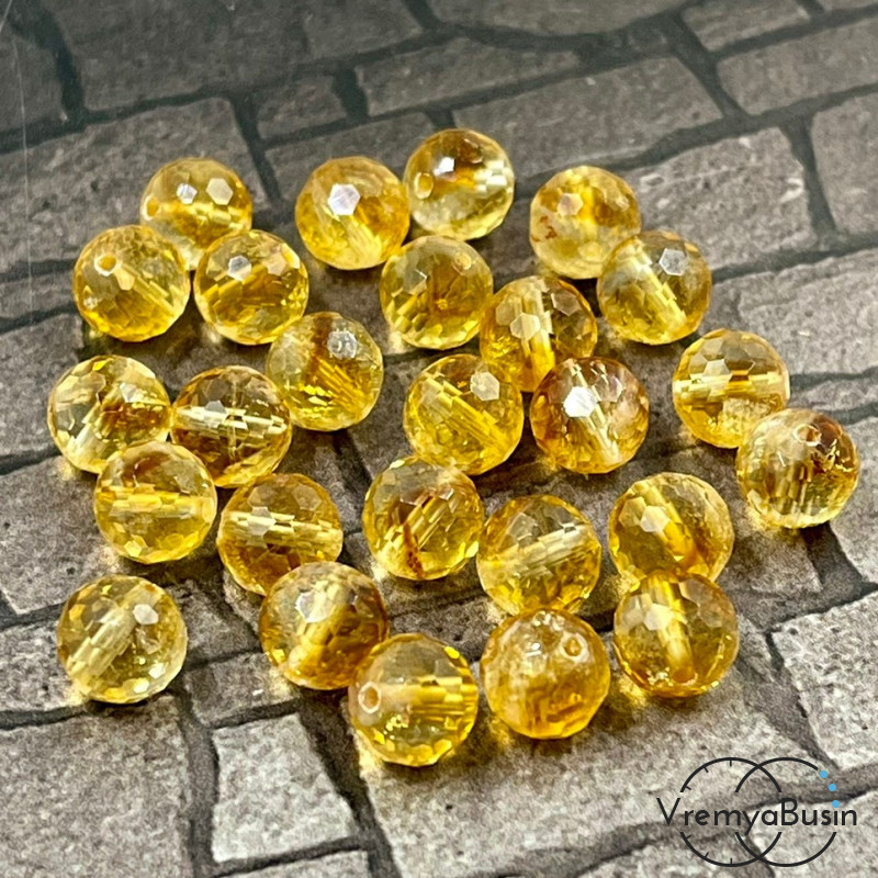 Цитрин. Бусины шарики 8 мм с ювелирной огранкой (1 шт.)