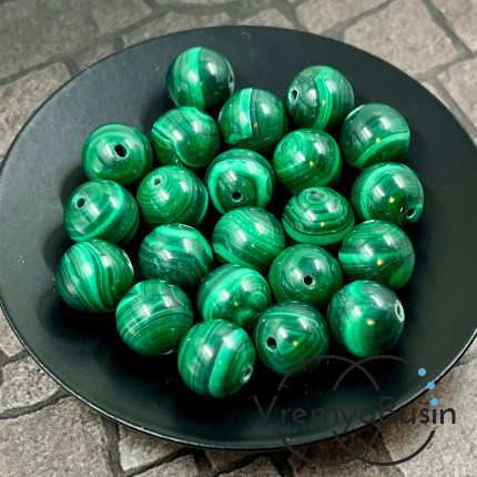 Малахит натур., шарик гладкий ок. 9-10 мм (1 шт.)