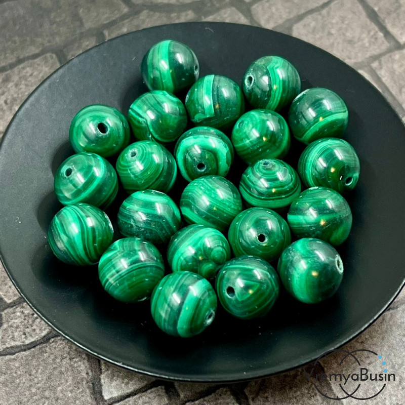 Малахит натур., шарик гладкий ок. 9-10 мм (1 шт.)