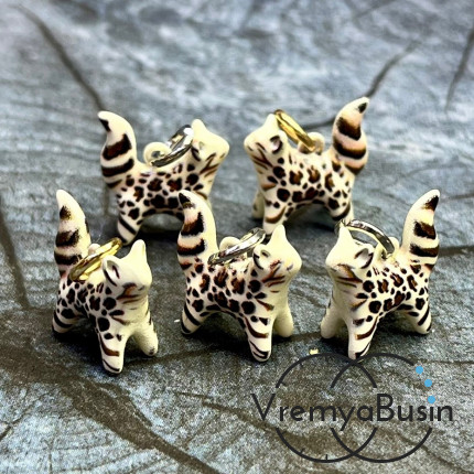 Подвески  из латуни с эмалью "Котик", 15х14х6 мм (1 шт.)