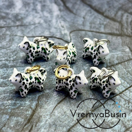 Подвески  из латуни с эмалью "Котик", 15х11х6 мм (1 шт.)