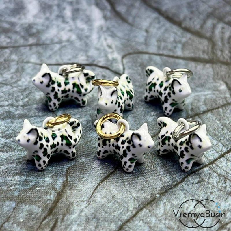 Подвески  из латуни с эмалью "Котик", 15х11х6 мм (1 шт.)